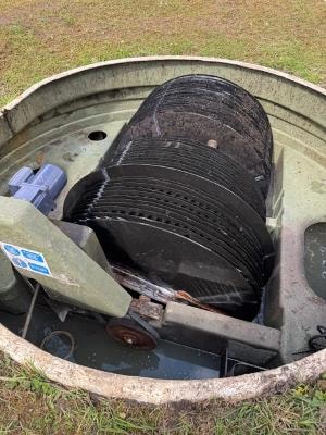Rotating biological contactor inside sewage treatment tank